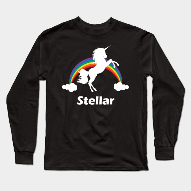 Stellar Rainbow Unicorn Design Long Sleeve T-Shirt by Nonstop Shirts